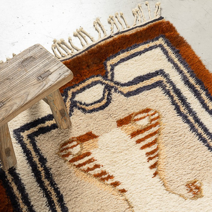 Tapis BERBERE CONTEMPORAIN MRIRT - 100% laine noué main -  80cm x 150cm