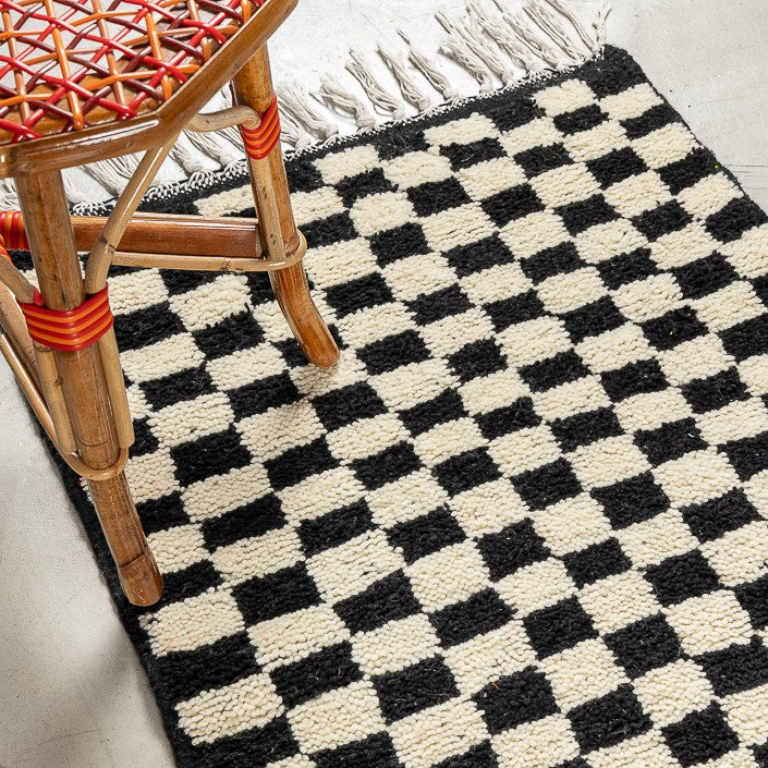 Tapis BERBERE CONTEMPORAIN MRIRT - 100% laine noué main -  65cm x 240cm