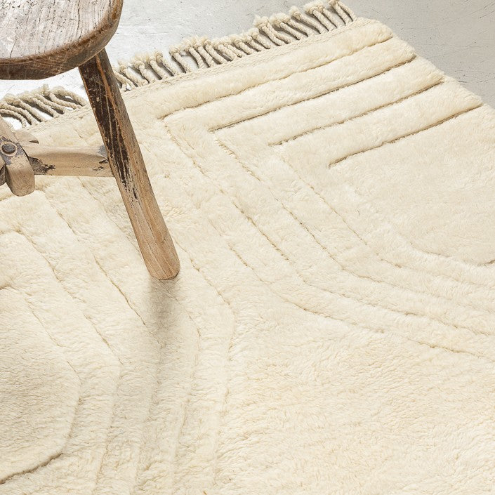 Tapis BERBERE CONTEMPORAIN MRIRT - 100% laine noué main -  115cm x 210cm