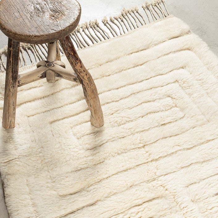 Tapis BERBERE CONTEMPORAIN MRIRT - 100% laine noué main -  110cm x 190cm