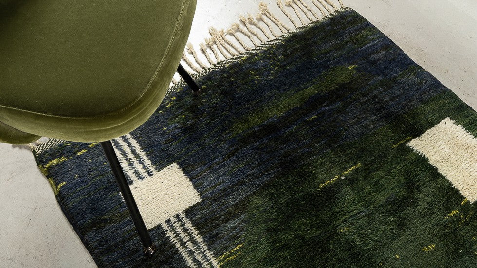 Tapis BERBERE CONTEMPORAIN MRIRT - 100% laine noué main -  105cm x 125cm