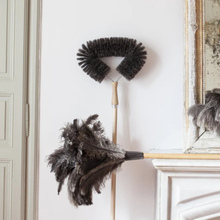 Grand plumeau en bois de hêtre - Plumes d'Autruche