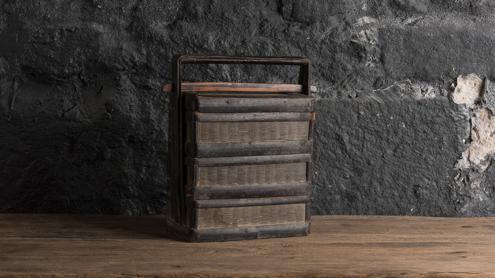 Boite bento ancienne - Bambou et paille - Chine