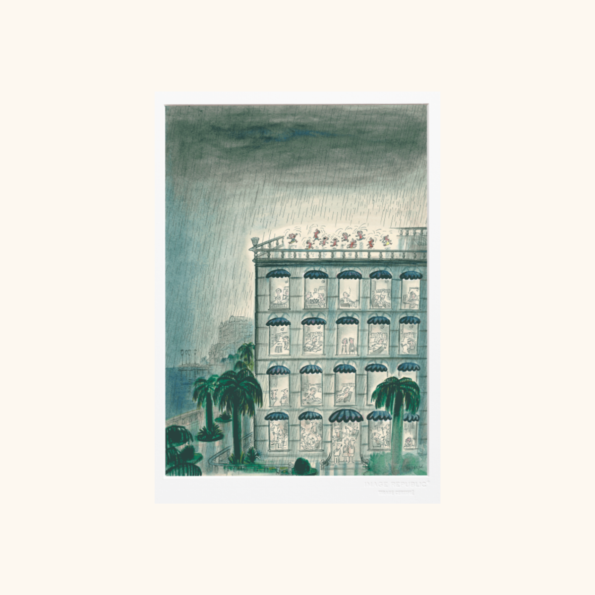 Affiche - Sempé Immeuble Pluie - 38 x 56cm