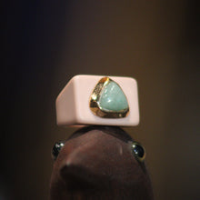 Bague n°201 blanche et turquoise