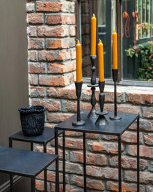Set de 3 bougeoirs Nox en fer martelé - H19cm, H23cm & H29cm