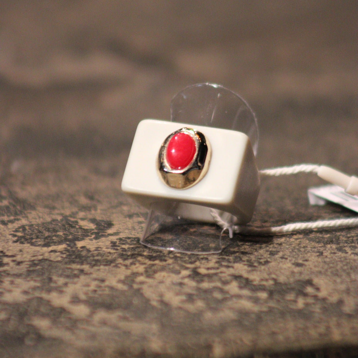 Bague n°61 glace et amazonite rouge - Taille 58