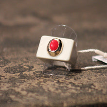 Bague n°61 glace et amazonite rouge - Taille 56