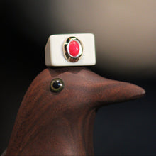 Bague n°61 glace et amazonite rouge - Taille 54