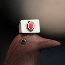 Bague n°61 glace et amazonite rouge - Taille 58