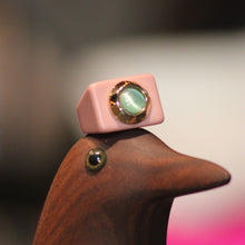 Bague n°5 terracotta et quartz vert - Taille 56