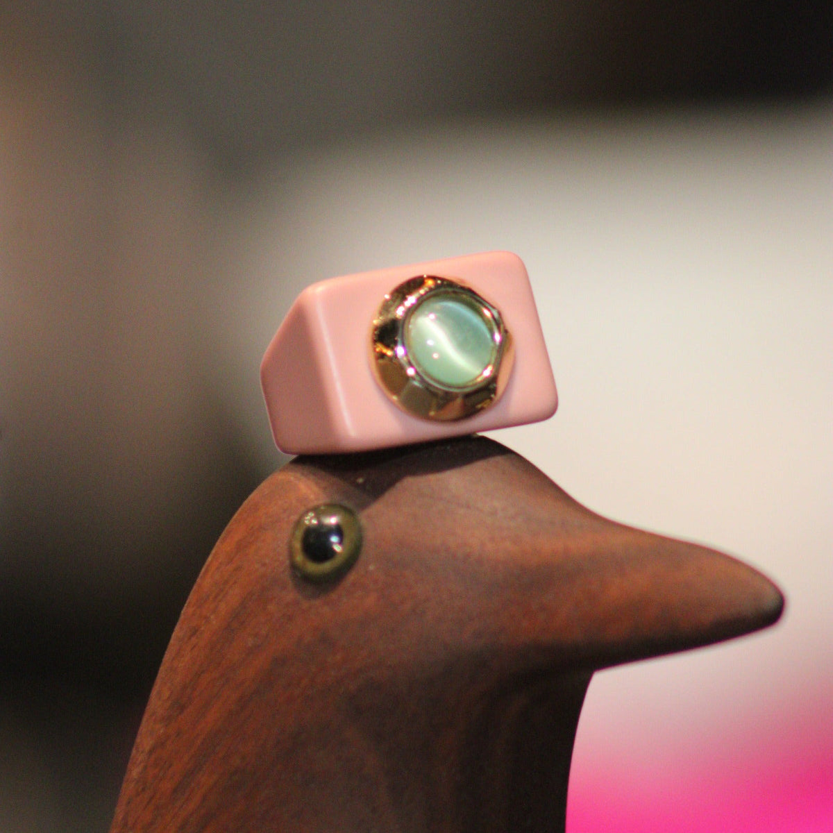 Bague n°5 terracotta et quartz vert - Taille 56