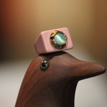 Bague n°5 terracotta et quartz vert - Taille 58