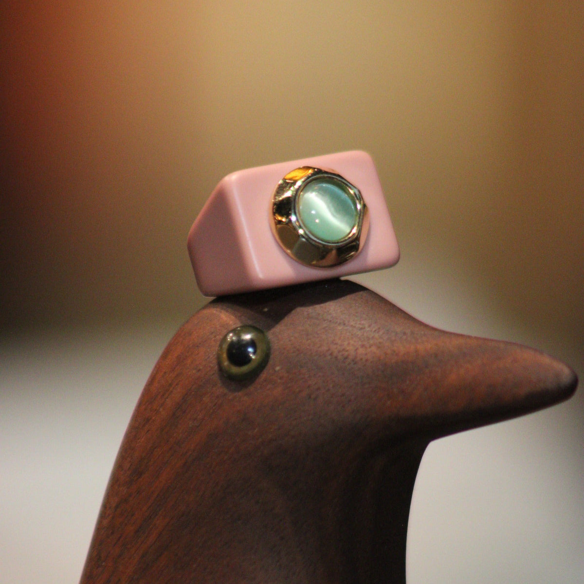 Bague n°5 terracotta et quartz vert - Taille 58