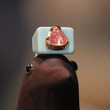 Bague n°4 bleu nordique et amazonite orange - Taille 58