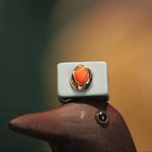 Bague n°132 menthe et agate pastèque - Taille 58