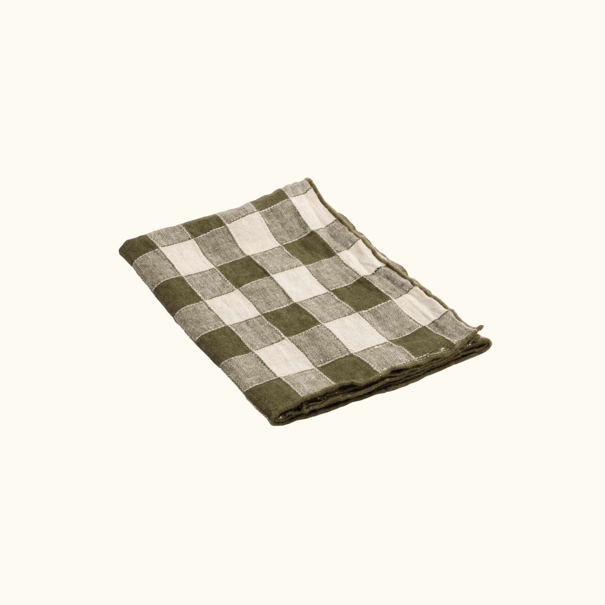Serviette - Toile vintage vichy -  100% lin