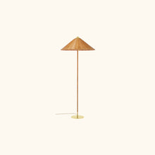 Lampadaire 9602 en laiton et osier