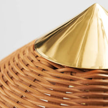 Lampadaire 9602 en laiton et osier