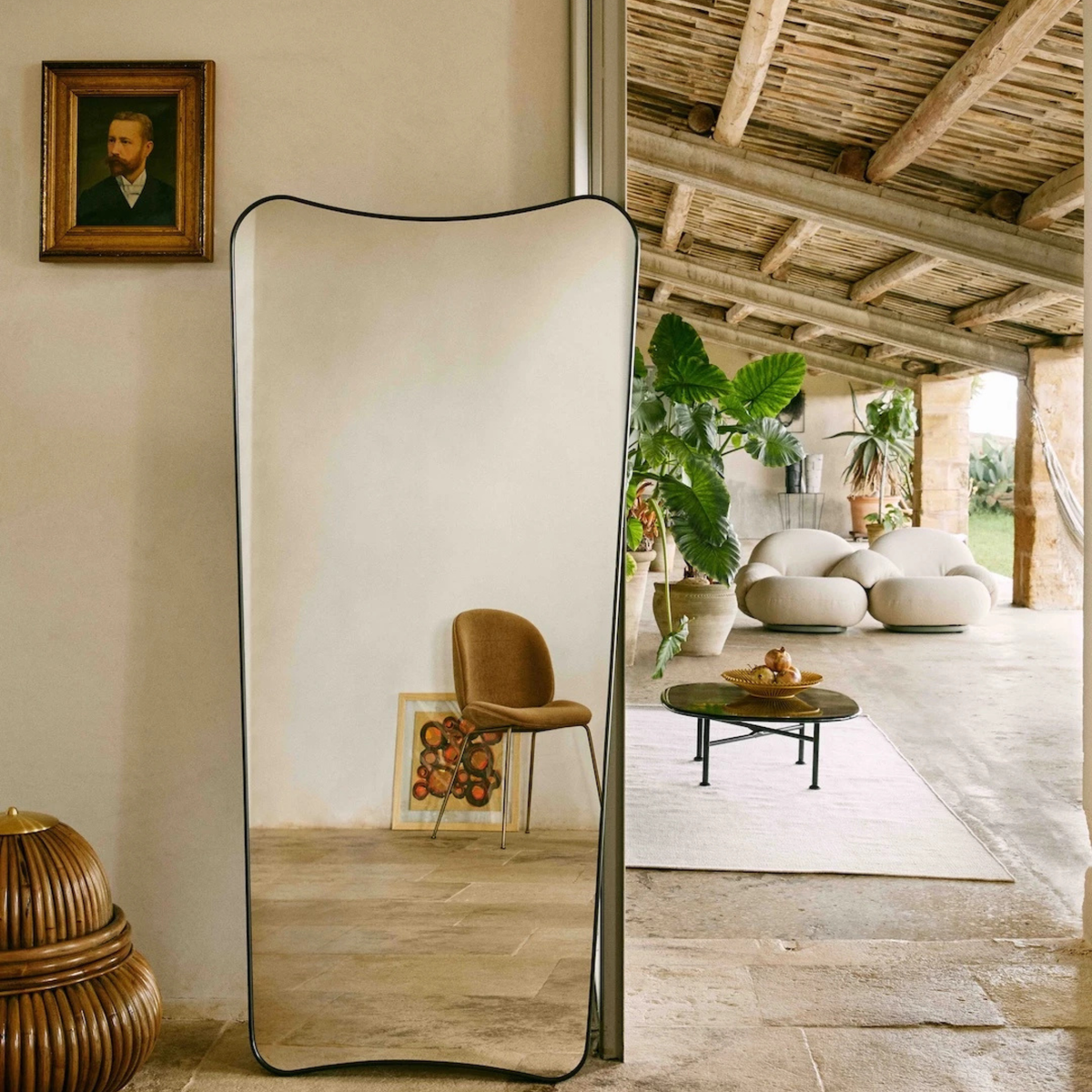 Miroir F.A. 33 en laiton noir - Grand modèle