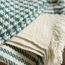 Plaid pied de poule - 140cm x 200cm - 100% KHADI COTON - Cyprès
