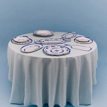 Plat de service ovale 02 blanc - bleu Line-up