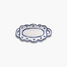Plat de service ovale 02 blanc - bleu Line-up