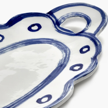 Plat de service ovale 02 blanc - bleu Line-up