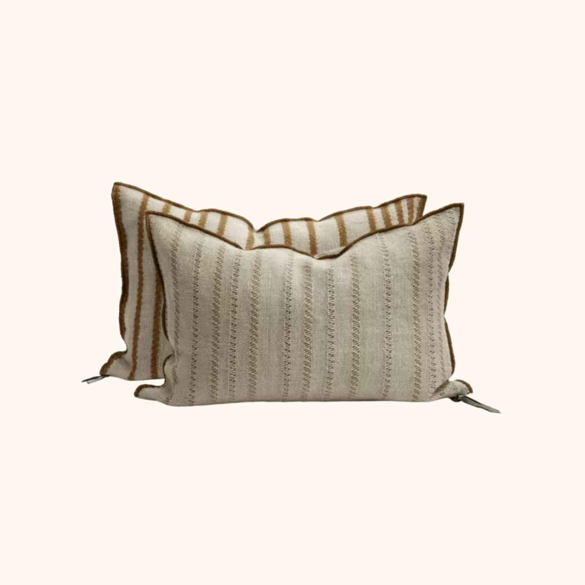 Coussin Vice Versa - Toile de myre brodée 290 - 50cm x 70cm - Rayure écorce