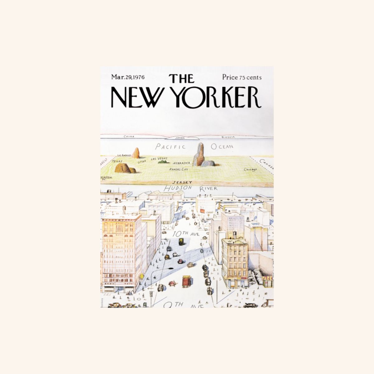 Affiche - 9th Ave N°07 - Saul Steinberg - The New Yorker - 56 x 76cm