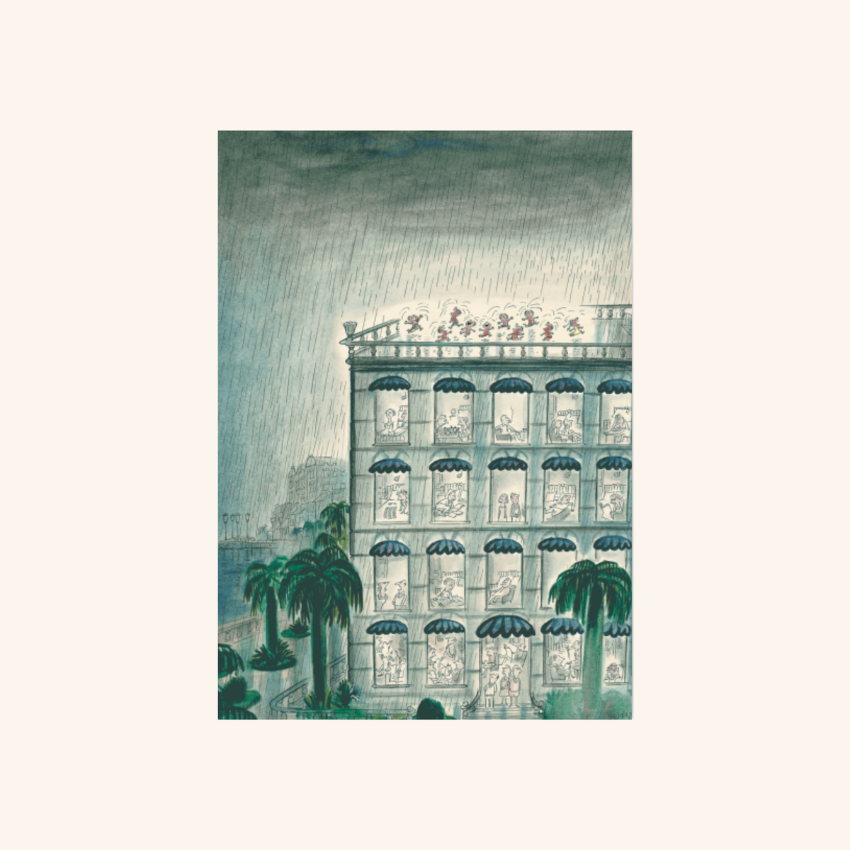 Affiche - Immeuble Pluie - Sempé