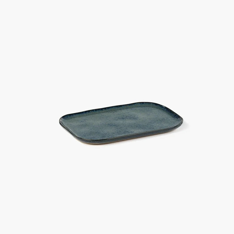 Assiette rectangulaire N°2 - collection La Nouvelle Table - L - Bleu gris