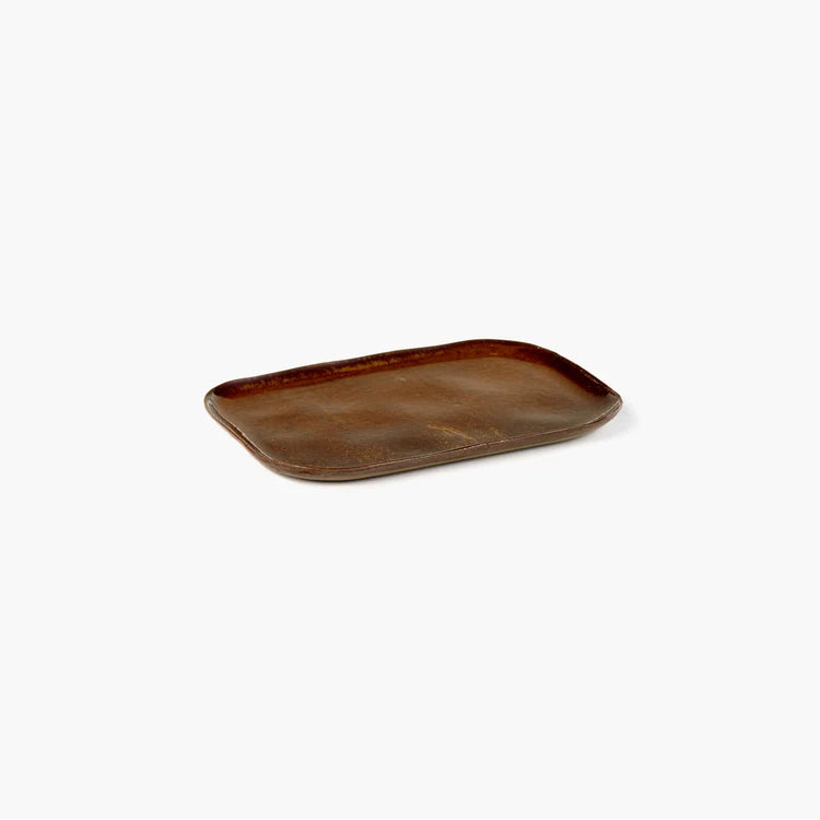 Assiette rectangulaire N°2 - collection La Nouvelle Table - L - Ocre brun