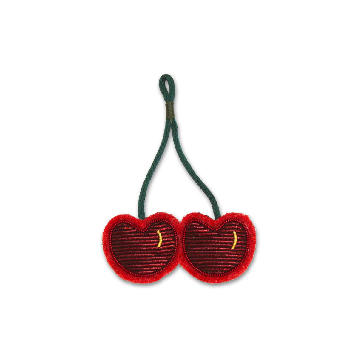 Broche Cerises de plaisir brodée à la main