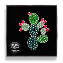 Broche Figuier de Barbarie brodée à la main