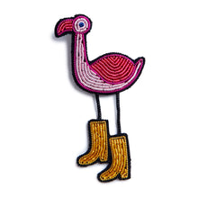Broche Flamant gardien brodée à la main