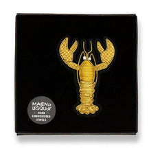Broche brodée à la main - Homard Or