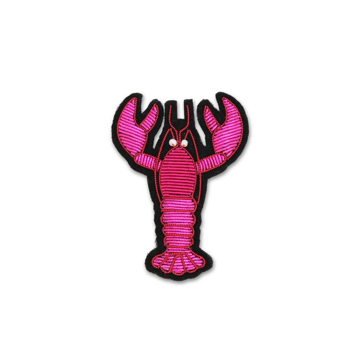 Broche Homard rose brodée à la main