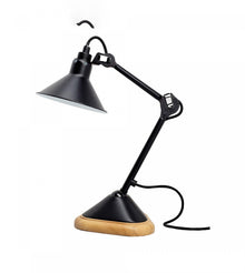 Lampe à poser - Lampe Gras N°207 - Base Bois - Conique - Chrome / Chrome - DCW éditions