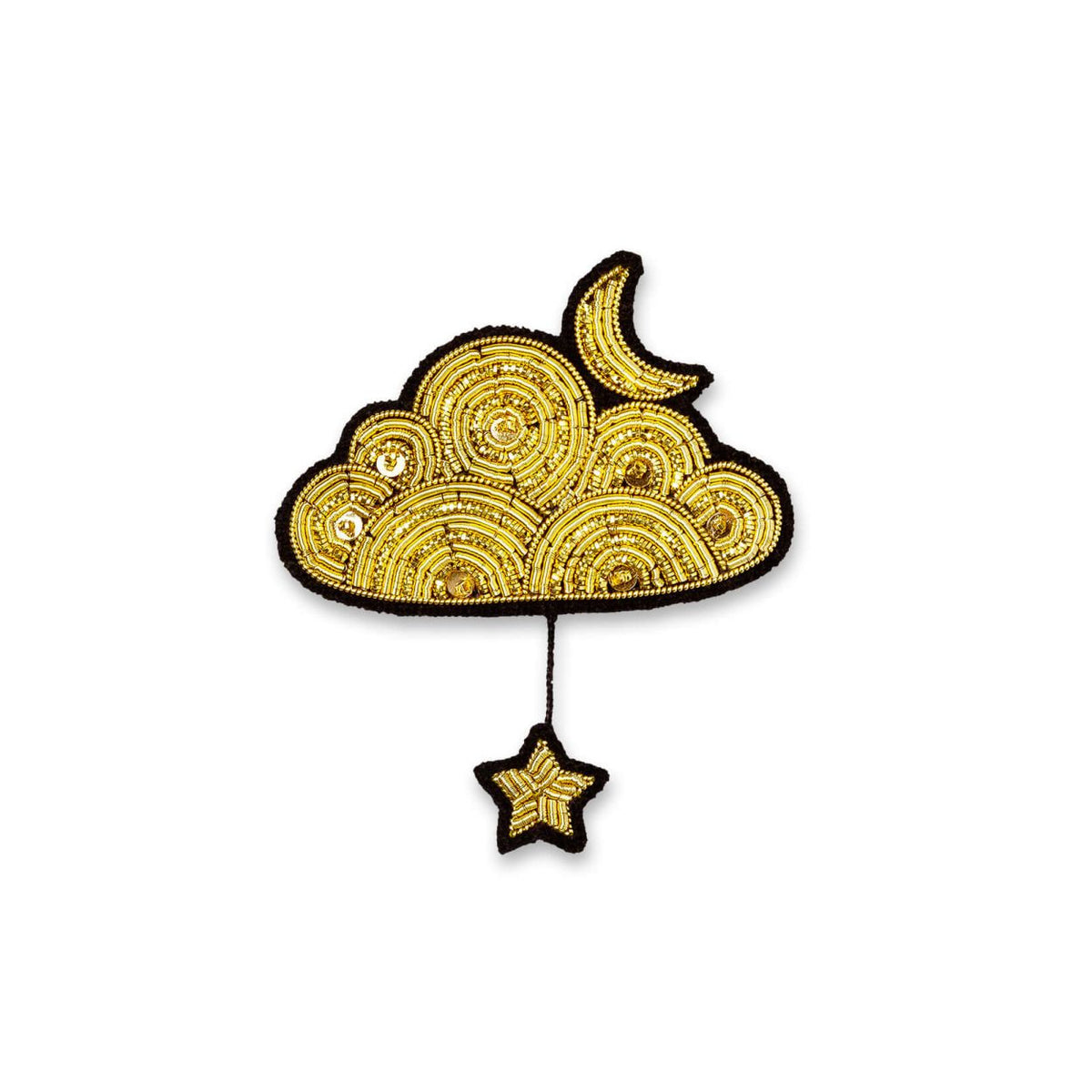 Broche Nuage or et étoile brodée à la main