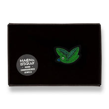 Broche brodée à la main - Piou Piou Vert