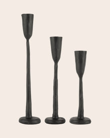 Set de 3 bougeoirs Nox en fer martelé - H19cm, H23cm & H29cm